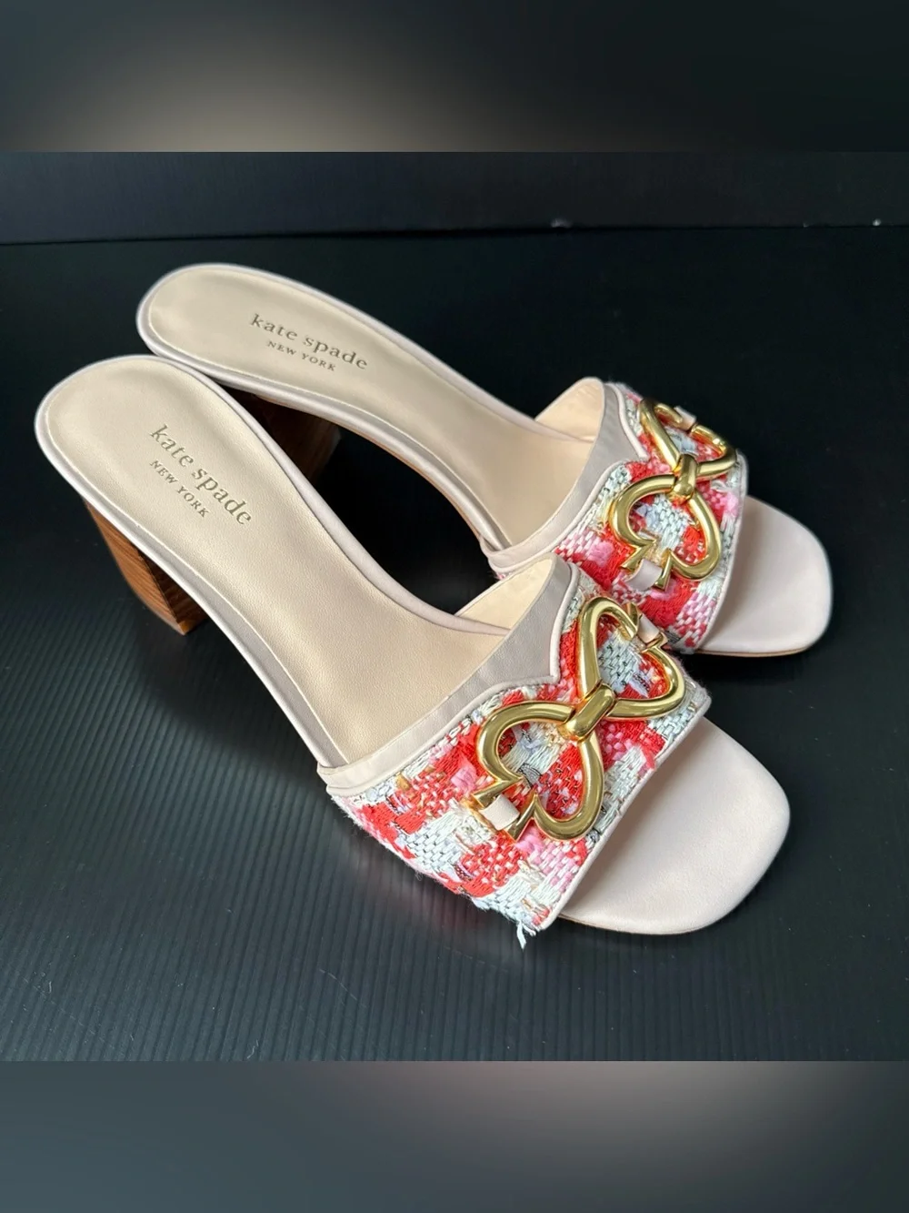 NIB Kate Spade Pink Elouise Tamarillo Block Slip On Heels Women’s Size 9.5